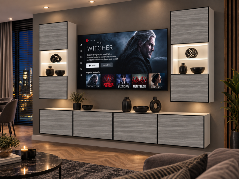 Nappali bútor Linea 200 cm TV/RTV szürke antracit grafitos Gyártó IMP L Keanu 7/5/W/GW1/0/0