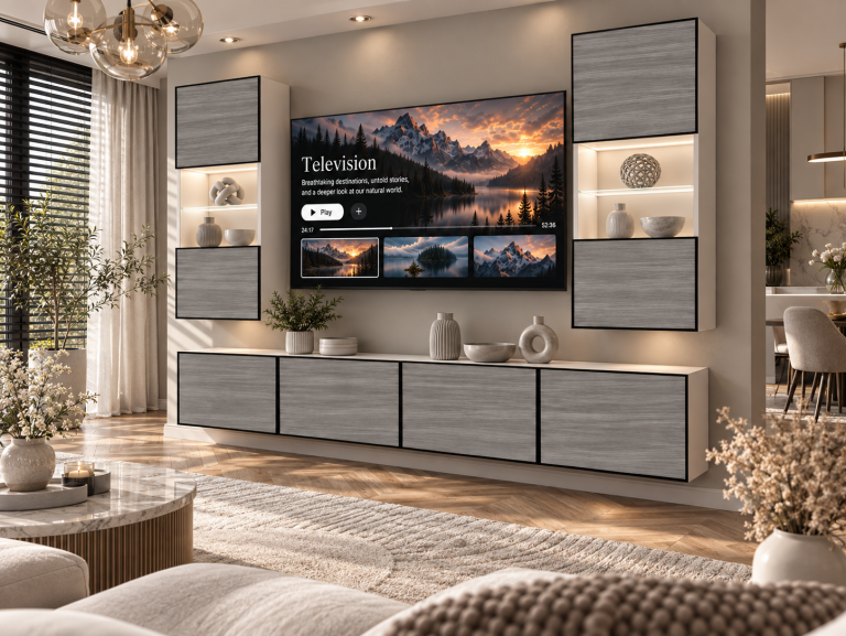 Nappali bútor Linea 200 cm TV/RTV szürke antracit grafitos Gyártó IMP L Keanu 7/5/W/GW1/0/0