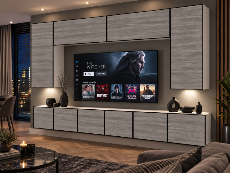 Nappali bútor Linea 300 cm TV/RTV szürke antracit grafitos Gyártó IMP L Monroe 2/5/W/GW1/0/0