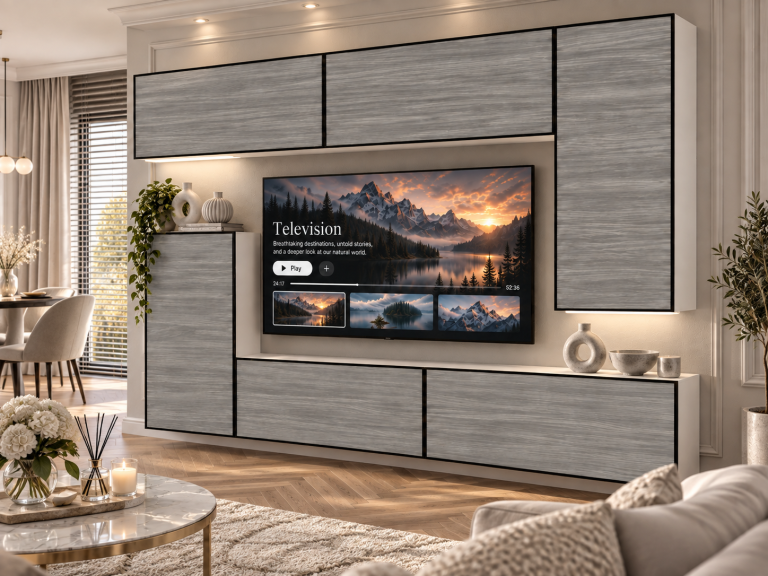 Nappali bútor Linea 250 cm TV/RTV szürke antracit grafitos Gyártó IMP L Woody 8/5/W/GW1/0/0