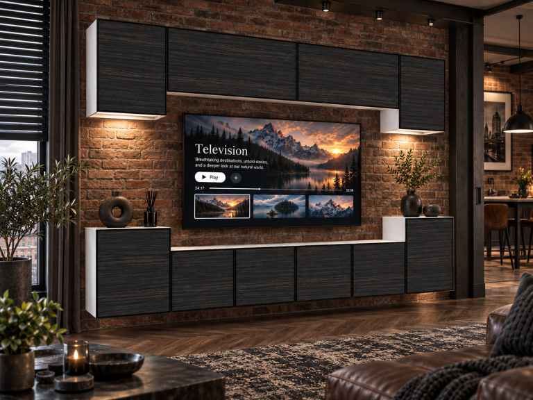 Nappali bútor Linea 300 cm TV/RTV fekete ében Gyártó IMP L Hepburn 4/5/W/HK/0/0