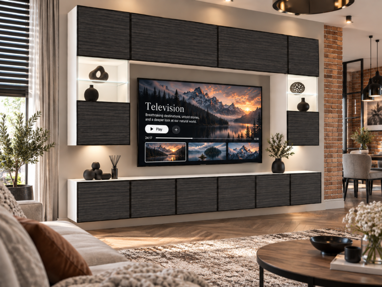 Nappali bútor Linea 300 cm TV/RTV fekete ében Gyártó IMP L Nolan 1/5/W/HK/0/0