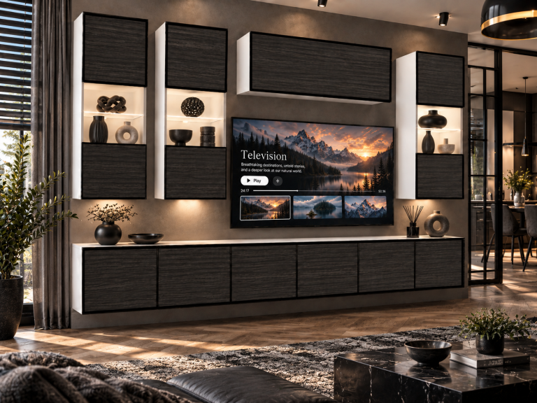 Nappali bútor Linea 300 cm TV/RTV fekete ében Gyártó IMP L Pacino 5/5/W/HK/0/0