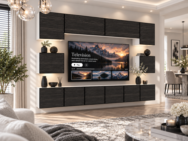Nappali bútor Linea 300 cm TV/RTV fekete ében Gyártó IMP L Tarantino 3/5/W/HK/0/0