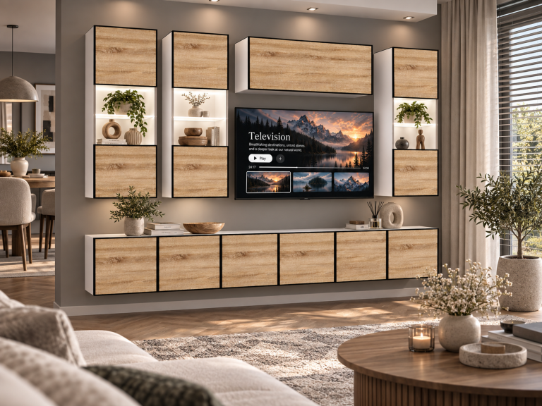 Nappali bútor Linea 300 cm TV/RTV tölgyfa wotan tölgy sonoma tölgy Gyártó IMP L Pacino 5/5/W/DS/0/0