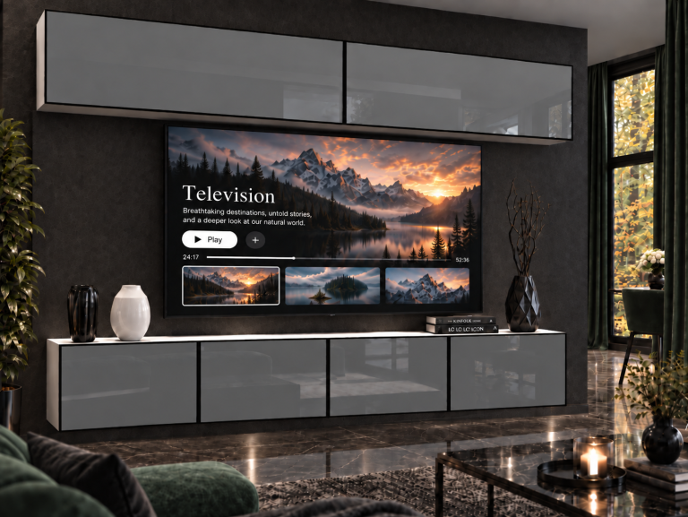 Nappali bútor Linea 200 cm TV/RTV szürke fényes Gyártó IMP L Brando 6/5/W/S/0/0