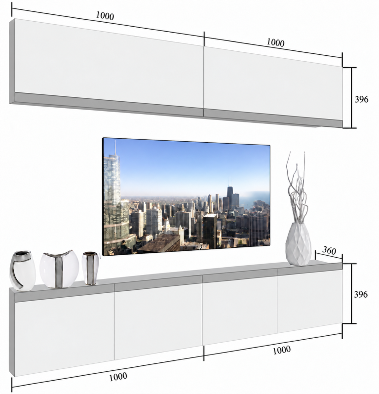 Nappali bútor Prestige 200 cm TV/RTV szürke fényes Gyártó IMP P Brando 6/5/W/S/0/0/CS