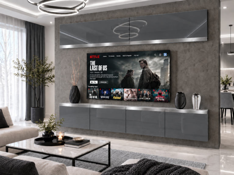 Nappali bútor Prestige 200 cm TV/RTV szürke fényes Gyártó IMP P Brando 6/5/W/S/0/0/SL