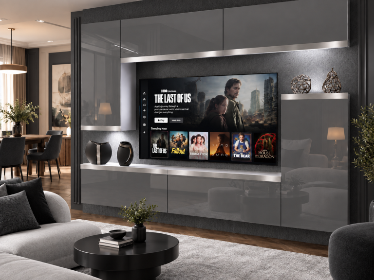 Nappali bútor Prestige 250 cm TV/RTV szürke fényes Gyártó IMP P Woody 8/5/W/S/0/0/SL