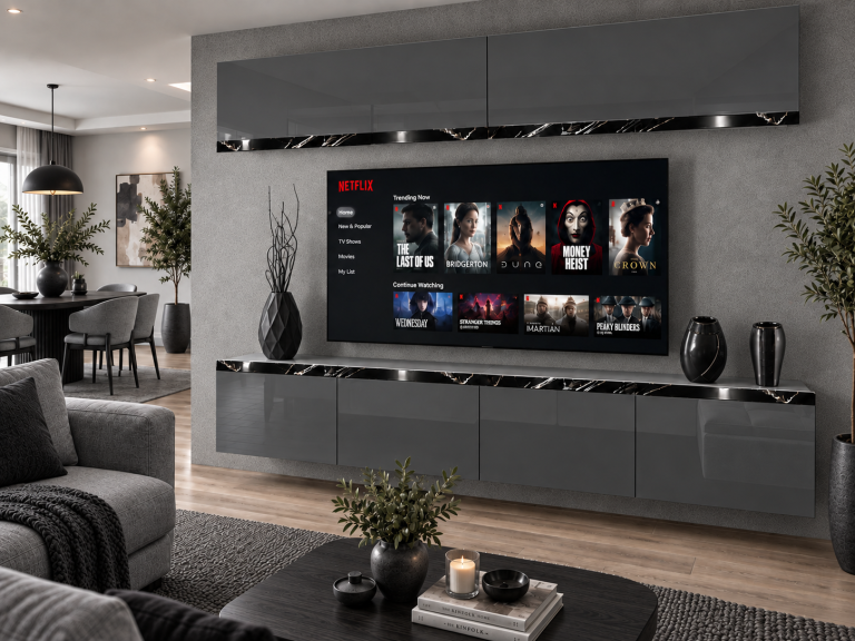 Nappali bútor Prestige 200 cm TV/RTV szürke fényes Gyártó IMP P Brando 6/5/W/S/0/0/CS