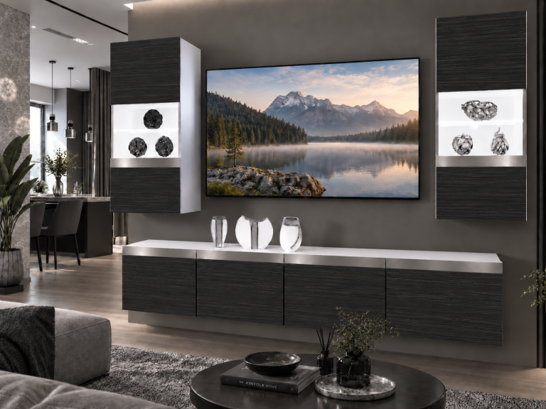 Nappali bútor Prestige 200 cm TV/RTV fekete ében Gyártó IMP P Keanu 7/5/W/HK/0/0/SL