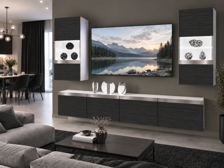 Nappali bútor Prestige 200 cm TV/RTV fekete ében Gyártó IMP P Keanu 7/5/W/HK/0/0/SL