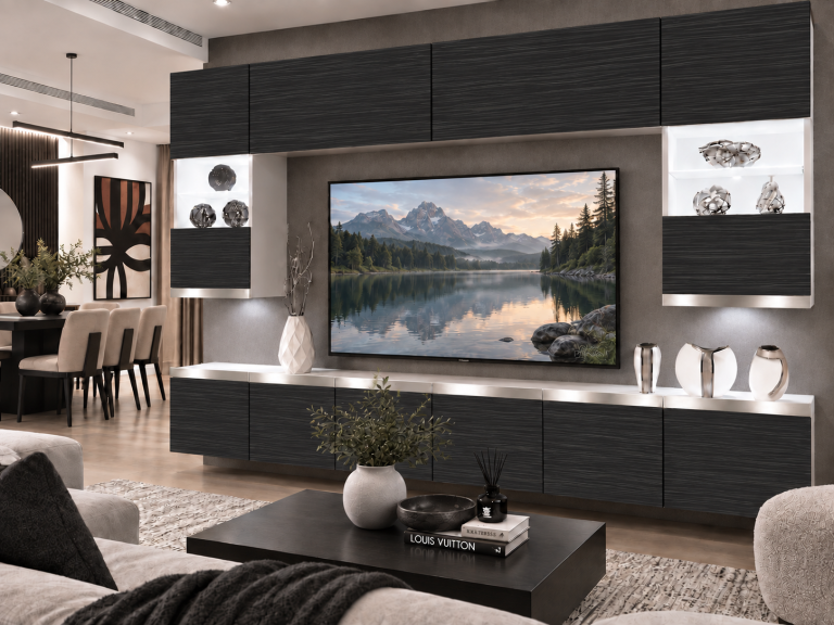 Nappali bútor Prestige 300 cm TV/RTV fekete ében Gyártó IMP P1 Nolan 1/5/W/HK/0/0/SL