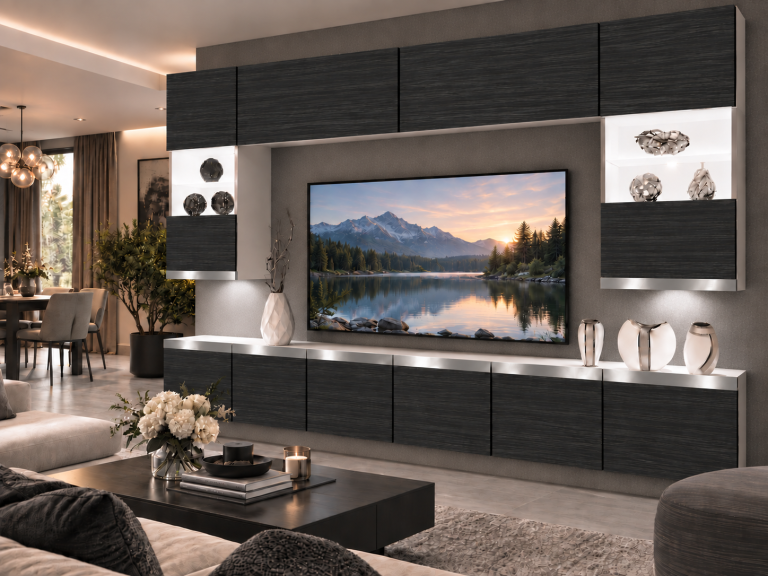 Nappali bútor Prestige 300 cm TV/RTV fekete ében Gyártó IMP P1 Nolan 1/5/W/HK/0/0/SL