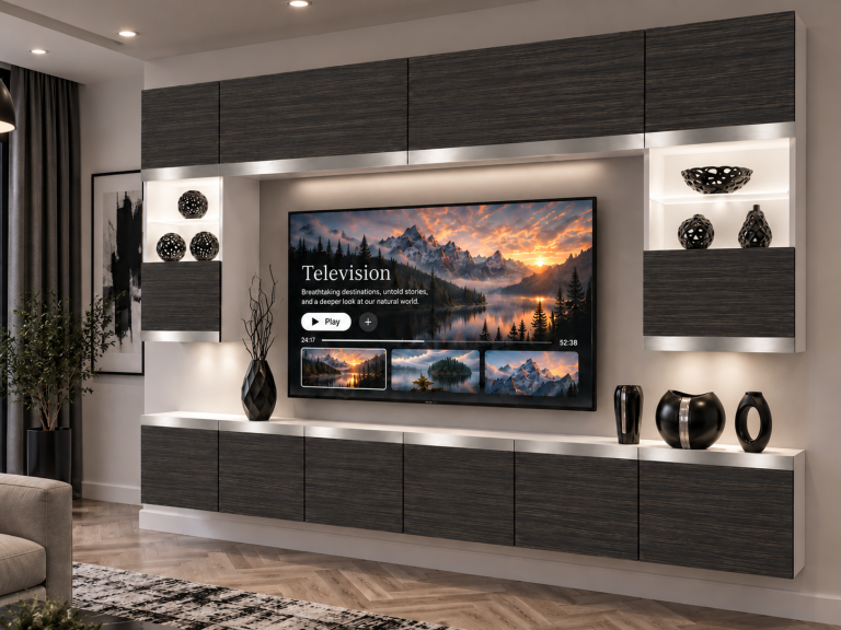 Nappali bútor Prestige 300 cm TV/RTV fekete ében Gyártó IMP P2 Nolan 1/5/W/HK/0/0/SL