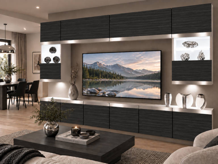 Nappali bútor Prestige 300 cm TV/RTV fekete ében Gyártó IMP P2 Nolan 1/5/W/HK/0/0/SL