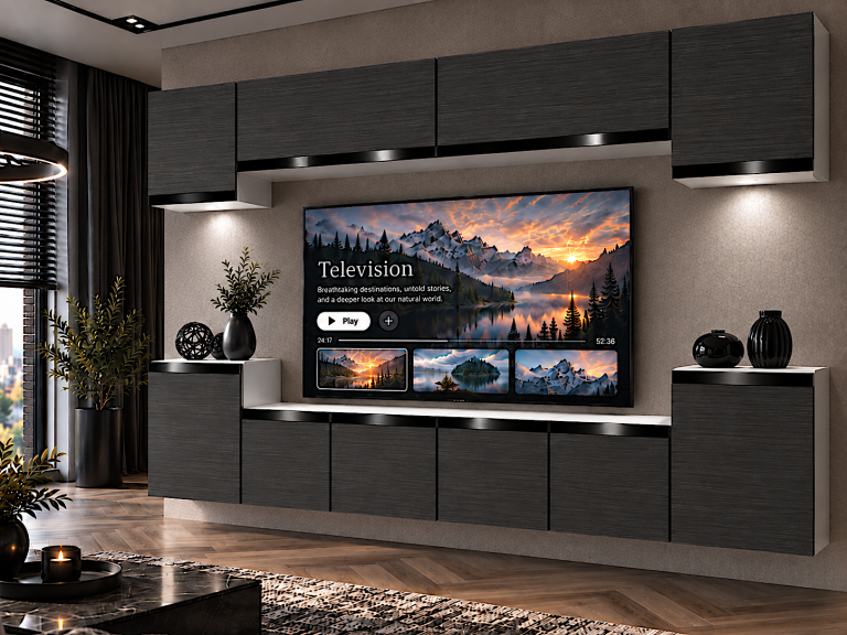 Nappali bútor Prestige 300 cm TV/RTV fekete ében Gyártó IMP P Hepburn 4/5/W/HK/0/0/CP