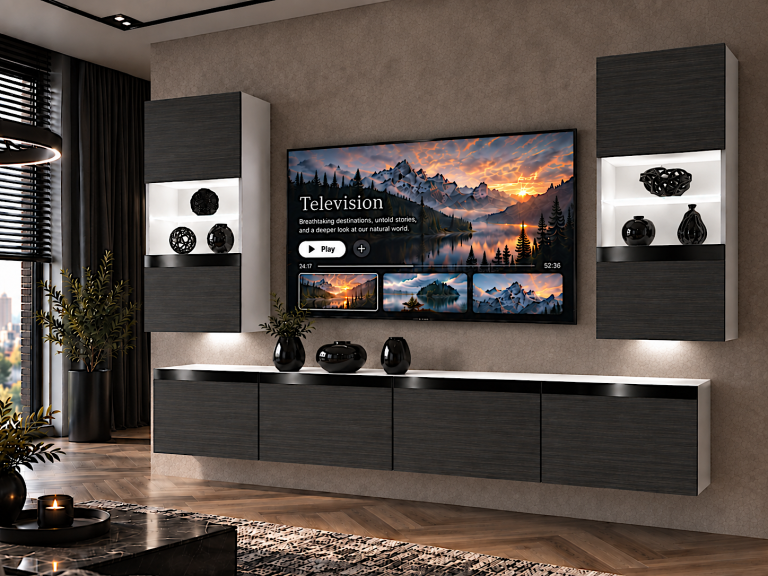 Nappali bútor Prestige 200 cm TV/RTV fekete ében Gyártó IMP P Keanu 7/5/W/HK/0/0/CP