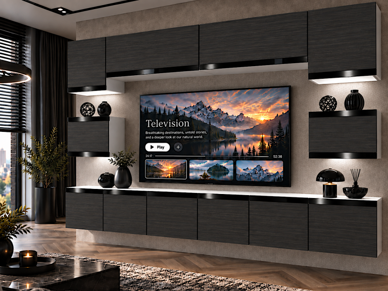 Nappali bútor Prestige 300 cm TV/RTV fekete ében Gyártó IMP P Tarantino 3/5/W/HK/0/0/CP