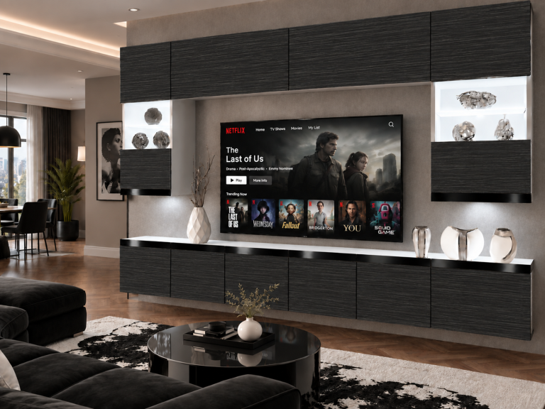 Nappali bútor Prestige 300 cm TV/RTV fekete ében Gyártó IMP P1 Nolan 1/5/W/HK/0/0/CP