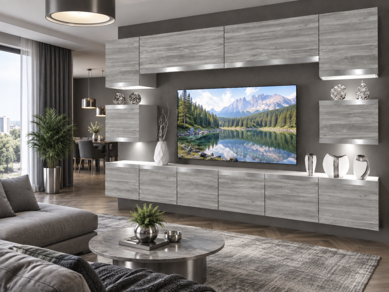 Nappali bútor Prestige 300 cm TV/RTV szürke antracit grafitos Gyártó IMP P Tarantino 3/5/W/GW1/0/0/SL