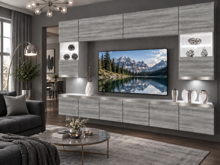 Nappali bútor Prestige 300 cm TV/RTV szürke antracit grafitos Gyártó IMP P1 Nolan 1/5/W/GW1/0/0/SL