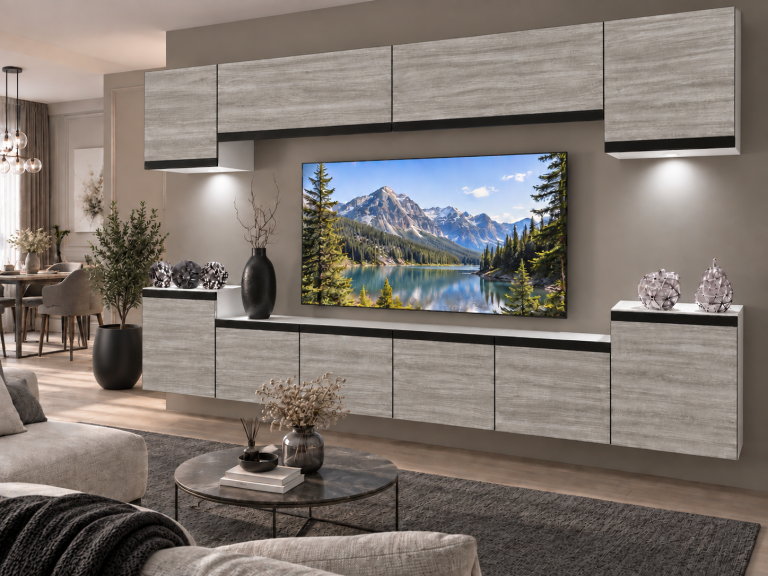 Nappali bútor Prestige 300 cm TV/RTV szürke antracit grafitos Gyártó IMP P Hepburn 4/5/W/GW1/0/0/CM