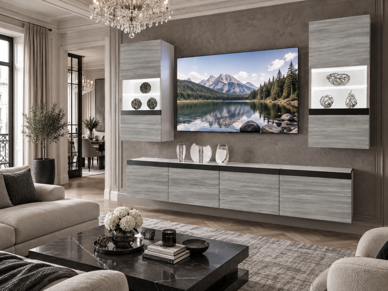 Nappali bútor Prestige 200 cm TV/RTV szürke antracit grafitos Gyártó IMP P Keanu 7/5/W/GW1/0/0/CM