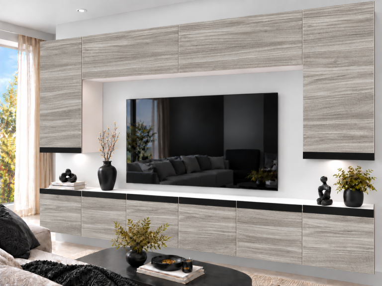 Nappali bútor Prestige 300 cm TV/RTV szürke antracit grafitos Gyártó IMP P Monroe 2/5/W/GW1/0/0/CM