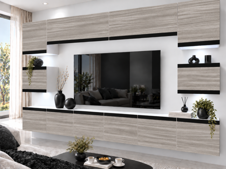 Nappali bútor Prestige 300 cm TV/RTV szürke antracit grafitos Gyártó IMP P Tarantino 3/5/W/GW1/0/0/CM
