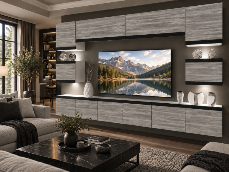 Nappali bútor Prestige 300 cm TV/RTV szürke antracit grafitos Gyártó IMP P Tarantino 3/5/W/GW1/0/0/CM