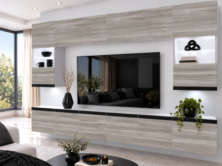 Nappali bútor Prestige 300 cm TV/RTV szürke antracit grafitos Gyártó IMP P1 Nolan 1/5/W/GW1/0/0/CM