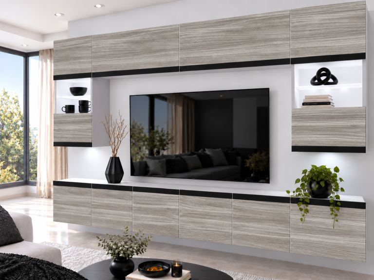 Nappali bútor Prestige 300 cm TV/RTV szürke antracit grafitos Gyártó IMP P2 Nolan 1/5/W/GW1/0/0/CM