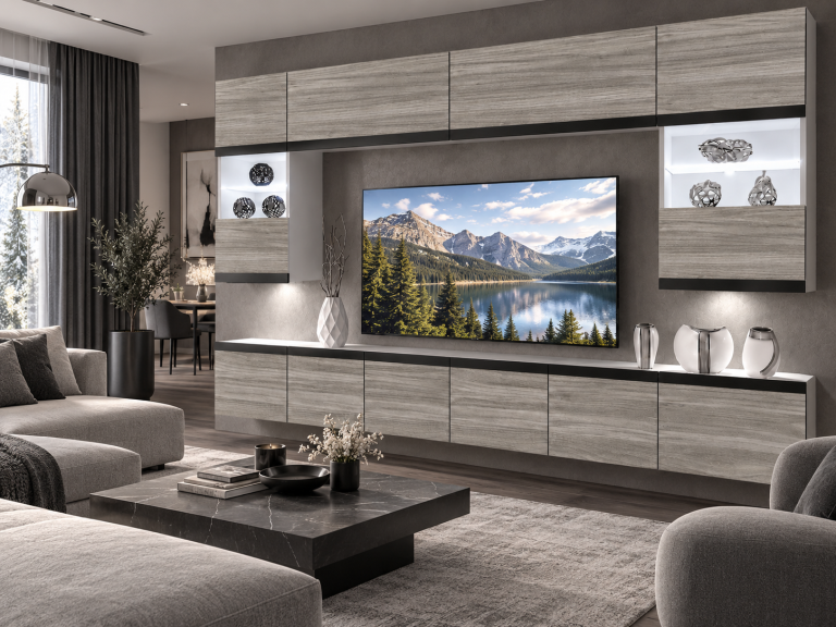 Nappali bútor Prestige 300 cm TV/RTV szürke antracit grafitos Gyártó IMP P2 Nolan 1/5/W/GW1/0/0/CM