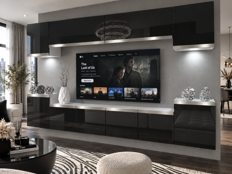 Nappali bútor Prestige 300 cm TV/RTV fekete fényes Gyártó IMP P Hepburn 4/5/W/B/0/0/SL