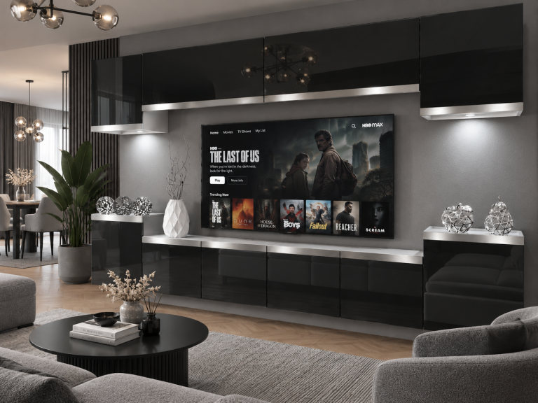 Nappali bútor Prestige 300 cm TV/RTV fekete fényes Gyártó IMP P Hepburn 4/5/W/B/0/0/SL