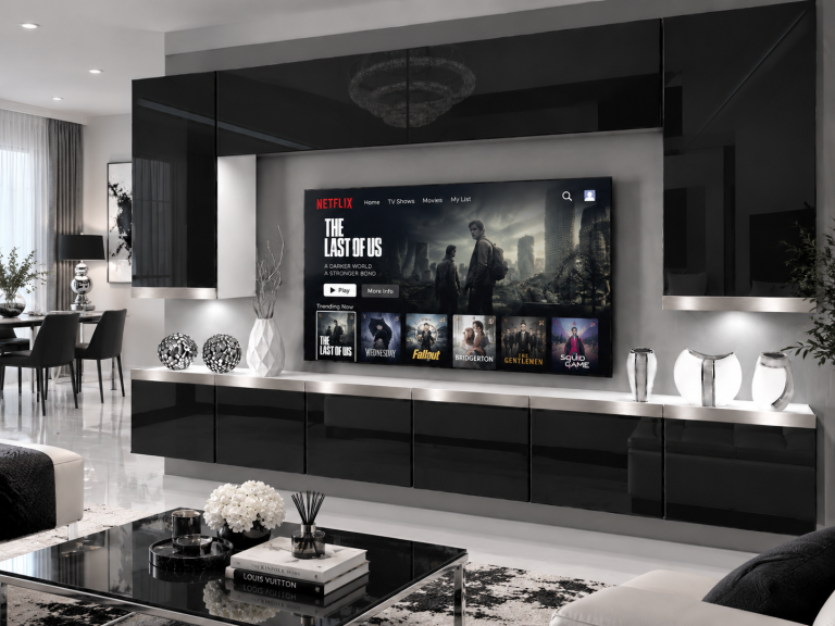 Nappali bútor Prestige 300 cm TV/RTV fekete fényes Gyártó IMP P Monroe 2/5/W/B/0/0/SL