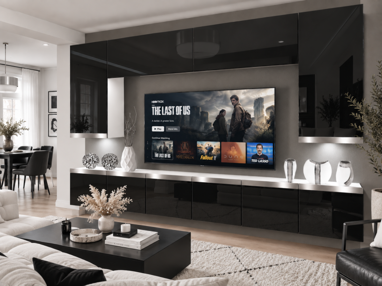 Nappali bútor Prestige 300 cm TV/RTV fekete fényes Gyártó IMP P Monroe 2/5/W/B/0/0/SL