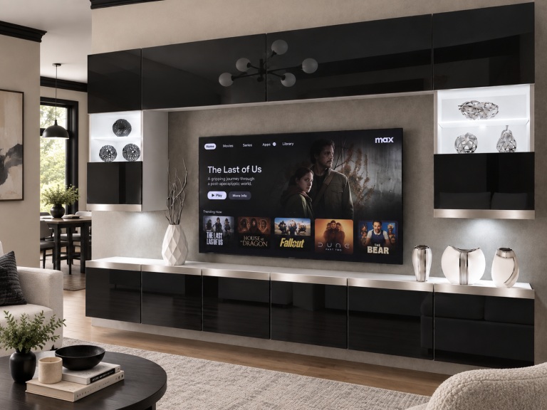 Nappali bútor Prestige 300 cm TV/RTV fekete fényes Gyártó IMP P1 Nolan 1/5/W/B/0/0/SL