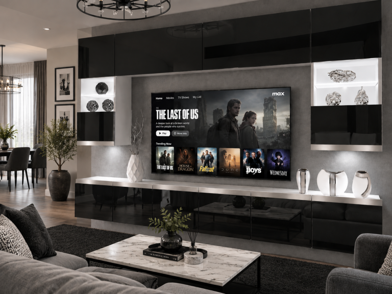 Nappali bútor Prestige 300 cm TV/RTV fekete fényes Gyártó IMP P1 Nolan 1/5/W/B/0/0/SL