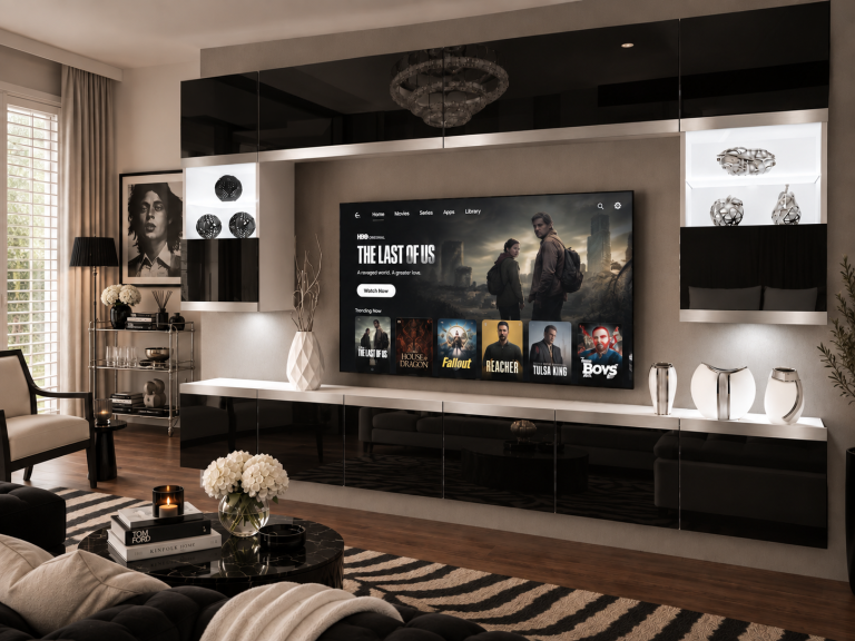 Nappali bútor Prestige 300 cm TV/RTV fekete fényes Gyártó IMP P2 Nolan 1/5/W/B/0/0/SL