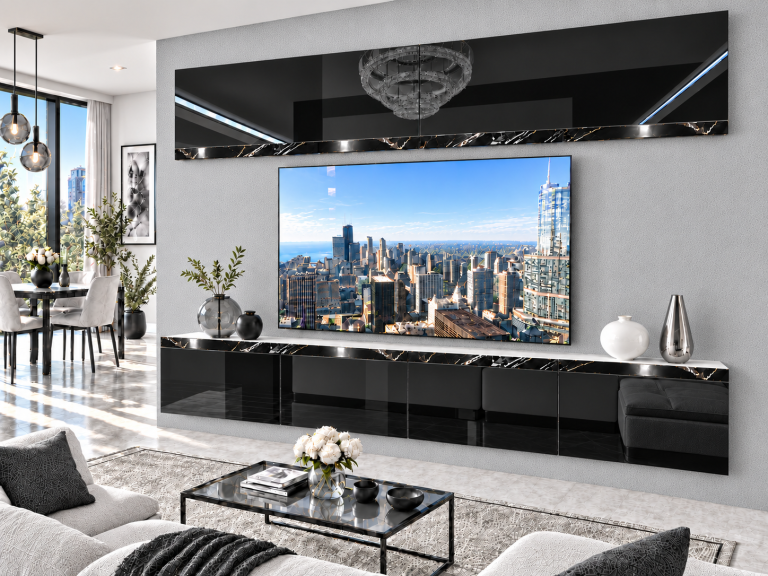 Nappali bútor Prestige 200 cm TV/RTV fekete fényes Gyártó IMP P Brando 6/5/W/B/0/0/CS