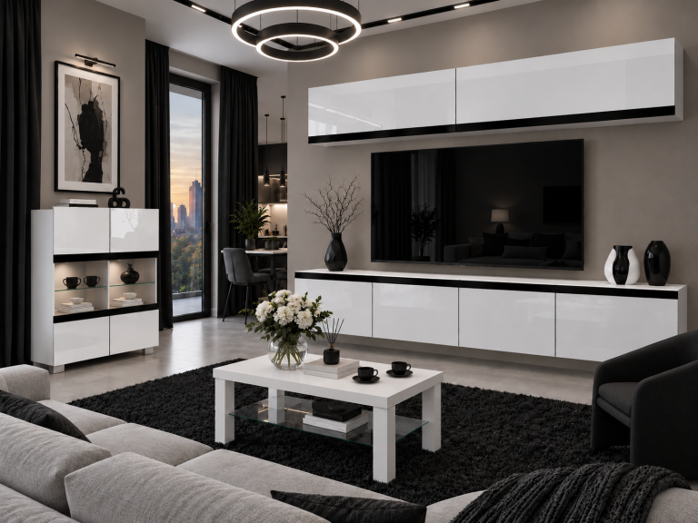 Nappali bútor Prestige 200 cm TV/RTV fehér fényes Gyártó IMP P Brando 6/5/W/W/0/0/CM