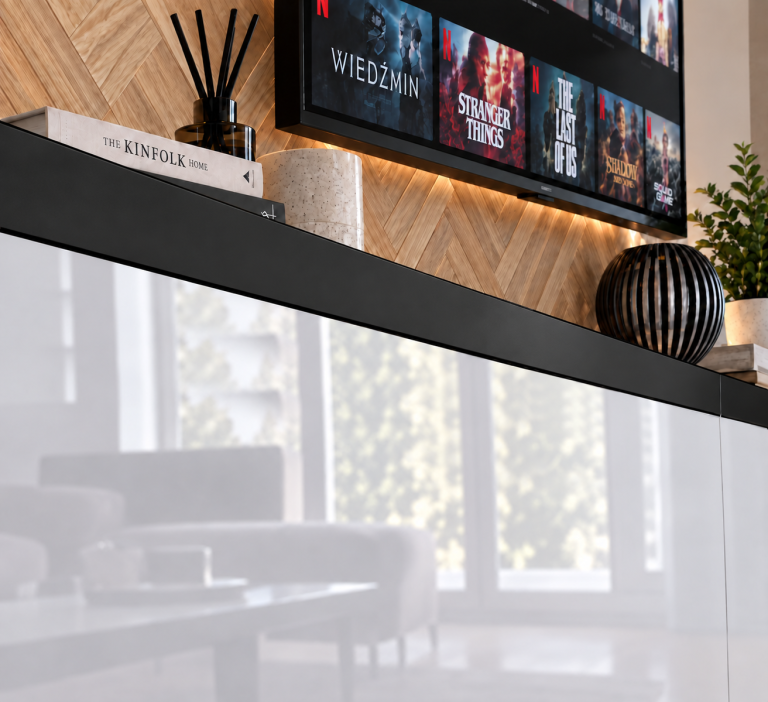 Nappali bútor Prestige 300 cm TV/RTV szürke fényes Gyártó IMP P Monroe 2/5/W/S/0/0/CM