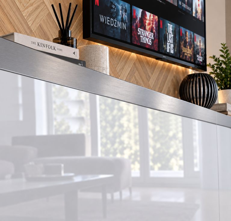 Nappali bútor Prestige 200 cm TV/RTV fehér fényes Gyártó IMP P Keanu 7/5/W/W/0/0/SL