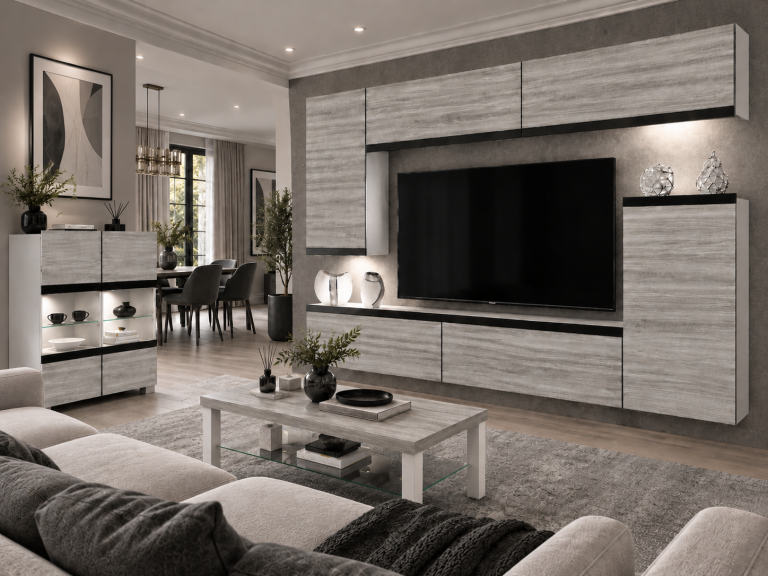 Nappali bútor Prestige 250 cm TV/RTV szürke antracit grafitos Gyártó IMP P Woody 8/5/W/GW1/0/0/CM