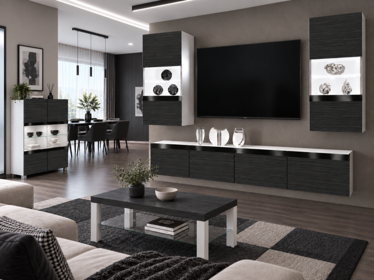 Nappali bútor Prestige 200 cm TV/RTV fekete ében Gyártó IMP P Keanu 7/5/W/HK/0/0/CP