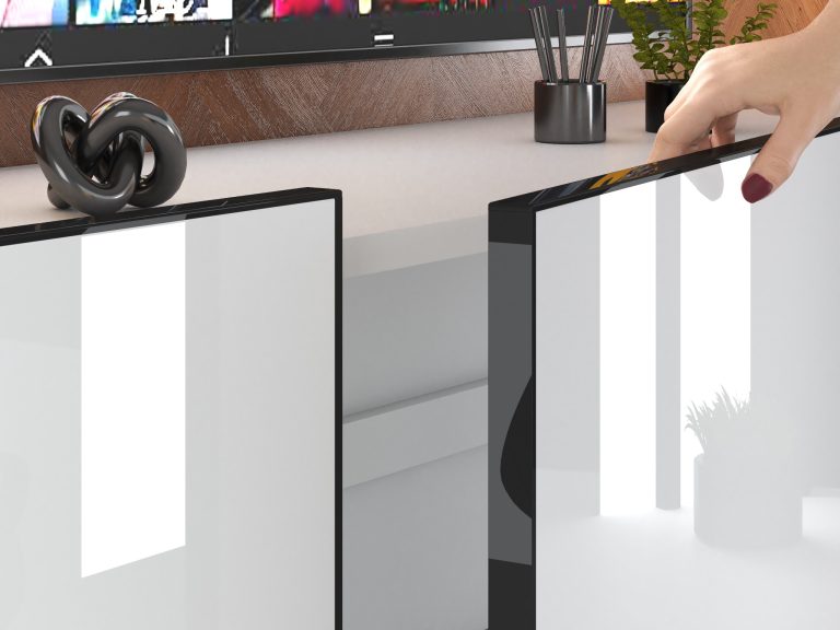 Nappali bútor Linea 200 cm TV/RTV fehér fényes Gyártó IMP L Keanu 7/5/W/W/0/0