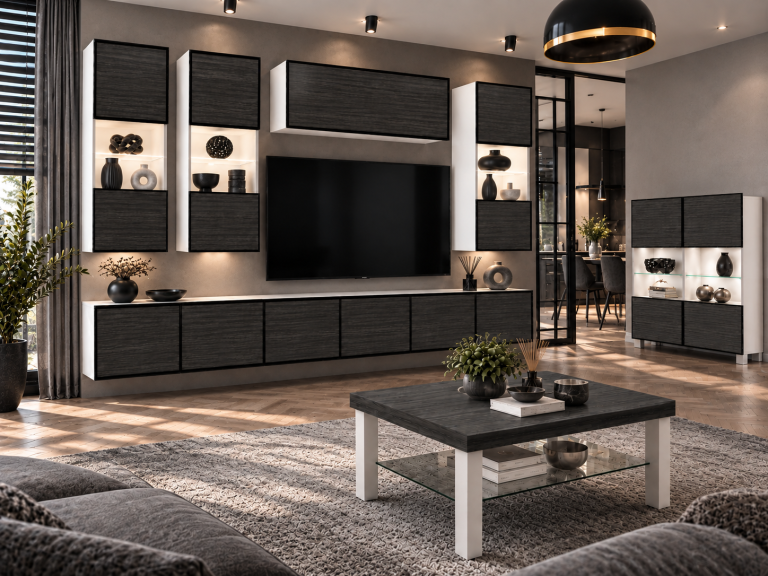 Nappali bútor Linea 300 cm TV/RTV fekete ében Gyártó IMP L Pacino 5/5/W/HK/0/0
