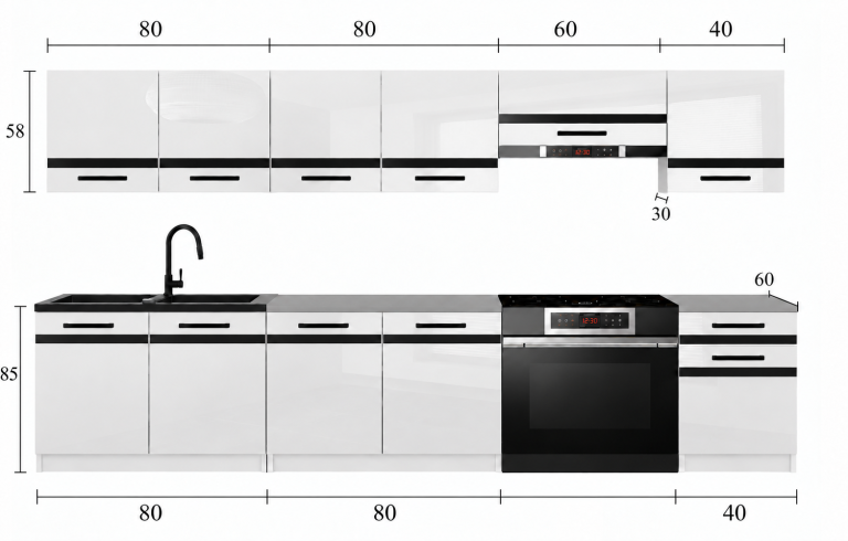 Meble kuchenne Prestige 260 cm szary mat z blatem Producent TOR P Frida/0/WT/SR/0/C1/SL
